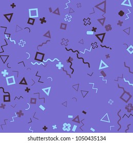 Memphis background.  Trendy background with different  color figures for card or banner. Abstract memphis background with geometric colorful figures for your design. Vector texture.