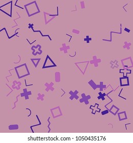 Memphis background.  Trendy background with different  color figures for print or card. Abstract memphis background with geometric colorful figures for your design. Vector texture.