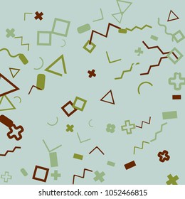 Memphis background.  Trendy background with different  color figures for mobile application or card. Abstract memphis background with geometric colorful figures for your design. Vector texture.