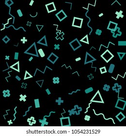 Memphis background.  Trendy background with different color figures for print or mobile application. Memphis background with figures of different forms and colors for your design. Vector texture.