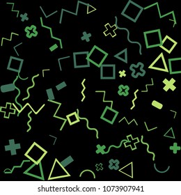 Memphis background.  Trendy background with different color figures for mobile application or poster. Memphis background with figures of different forms and colors for your design. Vector texture.