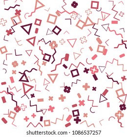 Memphis background.  Trendy background with different color figures for poster or print. Memphis background with figures of different forms and colors for your design. Vector texture.