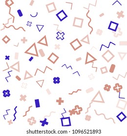 Memphis background.  Trendy background with different color figures for print or mobile application. Memphis background with figures of different forms and colors for your design. Vector texture.