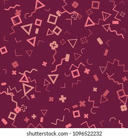 Memphis background.  Trendy background with different  color figures for mobile application or card. Abstract memphis background with geometric colorful figures for your design. Vector texture.