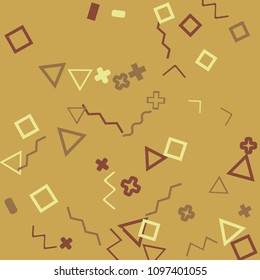 Memphis background.  Trendy background with different  color figures for print or card. Abstract memphis background with geometric colorful figures for your design. Vector texture.