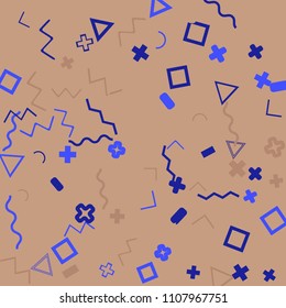 Memphis background.  Trendy background with different  color figures for print or card. Abstract memphis background with geometric colorful figures for your design. Vector texture.