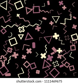 Memphis background.  Trendy background with different color figures for print or mobile application. Memphis background with figures of different forms and colors for your design. Vector texture.