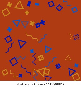 Memphis background.  Trendy background with different  color figures for card or banner. Abstract memphis background with geometric colorful figures for your design. Vector texture.