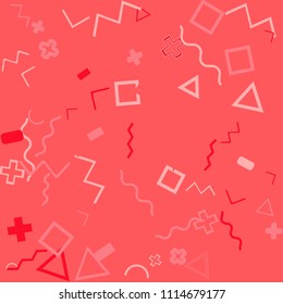 Memphis background.  Trendy background with different  color figures for card or banner. Abstract memphis background with geometric colorful figures for your design. Vector texture.