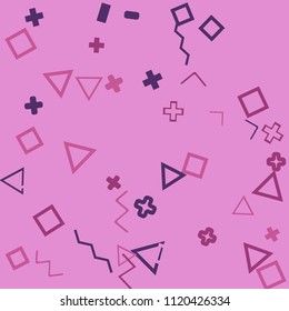 Memphis background.  Trendy background with different  color figures for card or banner. Abstract memphis background with geometric colorful figures for your design. Vector texture.