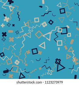 Memphis background.  Trendy background with different  color figures for mobile application or card. Abstract memphis background with geometric colorful figures for your design. Vector texture.