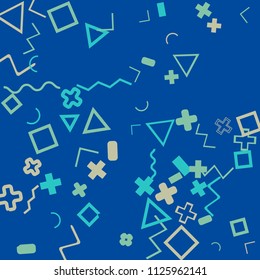 Memphis background.  Trendy background with different  color figures for mobile application or card. Abstract memphis background with geometric colorful figures for your design. Vector texture.