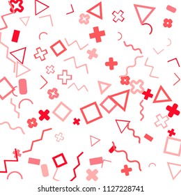 Memphis background.  Trendy background with different color figures for poster or print. Memphis background with figures of different forms and colors for your design. Vector texture.