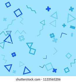 Memphis background.  Trendy background with different  color figures for print or card. Abstract memphis background with geometric colorful figures for your design. Vector texture.
