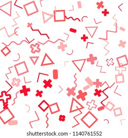 Memphis background.  Trendy background with different color figures for print or mobile application. Memphis background with figures of different forms and colors for your design. Vector texture.