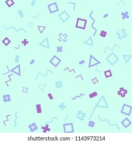 Memphis background.  Trendy background with different  color figures for card or banner. Abstract memphis background with geometric colorful figures for your design. Vector texture.