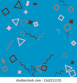 Memphis background.  Trendy background with different  color figures for card or banner. Abstract memphis background with geometric colorful figures for your design. Vector texture.