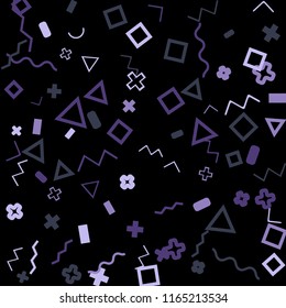 Memphis background.  Trendy background with different color figures for mobile application or poster. Memphis background with figures of different forms and colors for your design. Vector texture.