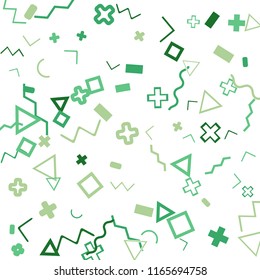 Memphis background.  Trendy background with different color figures for print or mobile application. Memphis background with figures of different forms and colors for your design. Vector texture.