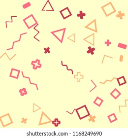 Memphis background.  Trendy background with different  color figures for card or banner. Abstract memphis background with geometric colorful figures for your design. Vector texture.