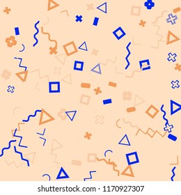 Memphis background.  Trendy background with different  color figures for mobile application or card. Abstract memphis background with geometric colorful figures for your design. Vector texture.