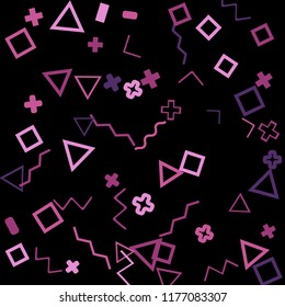 Memphis background.  Trendy background with different color figures for mobile application or poster. Memphis background with figures of different forms and colors for your design. Vector texture.