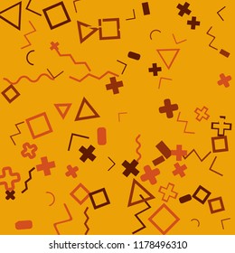 Memphis background.  Trendy background with different  color figures for print or card. Abstract memphis background with geometric colorful figures for your design. Vector texture.