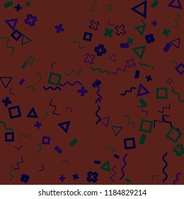 Memphis background.  Trendy background with different  color figures for print or card. Abstract memphis background with geometric colorful figures for your design. Vector texture.