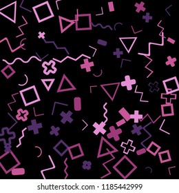 Memphis background.  Trendy background with different color figures for print or mobile application. Memphis background with figures of different forms and colors for your design. Vector texture.
