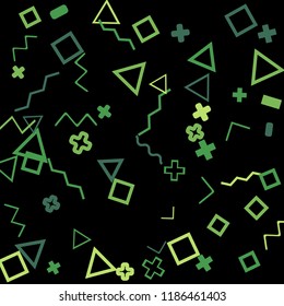 Memphis background.  Trendy background with different color figures for print or mobile application. Memphis background with figures of different forms and colors for your design. Vector texture.