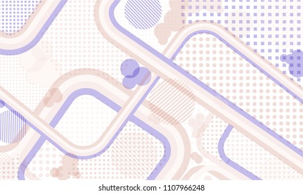 Memphis background. Trendy pattern with color strips and different elements for paper or print. Retro Pattern with Color Elements for your Design. Vector Texture.