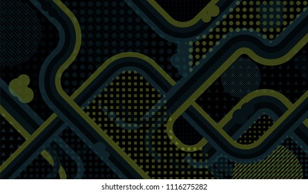 Memphis background. Trendy pattern with color strips and different elements for card or flyer. Retro Pattern with Color Elements for your Design. Vector Texture.