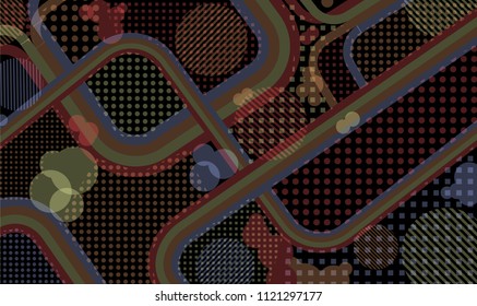 Memphis background. Trendy pattern with color strips and different elements for card or flyer. Retro Pattern with Color Elements for your Design. Vector Texture.