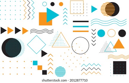 Memphis Background Vector White with colorful shape