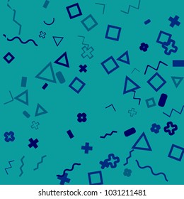 Memphis background.  Vintage background with different  color figures for mobile application or card. Abstract memphis background with geometric colorful figures for your design. Vector texture.