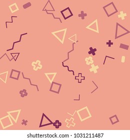 Memphis background.  Vintage background with different  color figures for mobile application or card. Abstract memphis background with geometric colorful figures for your design. Vector texture.