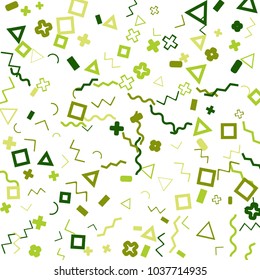 Memphis background.  Vintage background with different color figures for print or mobile application. Memphis background with figures of different forms and colors for your design. Vector texture.