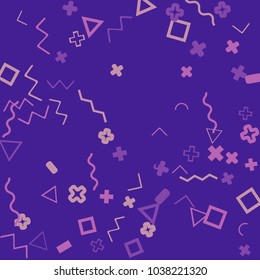 Memphis background.  Vintage background with different  color figures for print or card. Abstract memphis background with geometric colorful figures for your design. Vector texture.