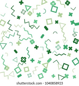 Memphis background.  Vintage background with different color figures for mobile application or poster. Memphis background with figures of different forms and colors for your design. Vector texture.