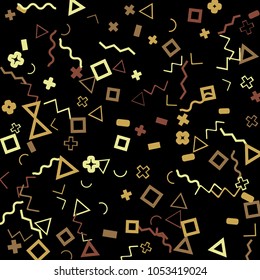 Memphis background.  Vintage background with different color figures for mobile application or poster. Memphis background with figures of different forms and colors for your design. Vector texture.
