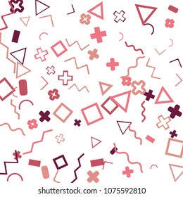 Memphis background.  Vintage background with different color figures for mobile application or poster. Memphis background with figures of different forms and colors for your design. Vector texture.