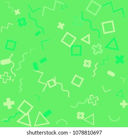 Memphis background.  Vintage background with different  color figures for mobile application or card. Abstract memphis background with geometric colorful figures for your design. Vector texture.