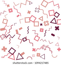 Memphis background.  Vintage background with different color figures for mobile application or poster. Memphis background with figures of different forms and colors for your design. Vector texture.