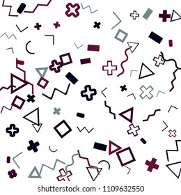 Memphis background.  Vintage background with different color figures for card or banner. Memphis background with figures of different forms and colors for your design. Vector texture.