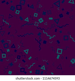 Memphis background.  Vintage background with different  color figures for print or card. Abstract memphis background with geometric colorful figures for your design. Vector texture.