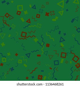 Memphis background.  Vintage background with different  color figures for mobile application or card. Abstract memphis background with geometric colorful figures for your design. Vector texture.