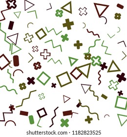 Memphis background.  Vintage background with different color figures for poster or print. Memphis background with figures of different forms and colors for your design. Vector texture.