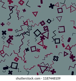 Memphis background.  Vintage background with different  color figures for mobile application or card. Abstract memphis background with geometric colorful figures for your design. Vector texture.