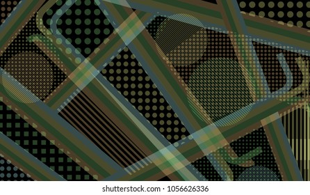 Memphis background. Vintage pattern with color strips and different elements for textile or wallpaper. Retro Pattern with Color Elements for your Design. Vector Texture.