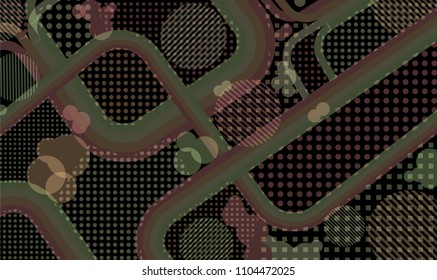 Memphis background. Vintage pattern with color strips and different elements for banner or mobile application. Pop-Art Style. Vintage Background with Color Elements in Disco Style. Vector Texture.